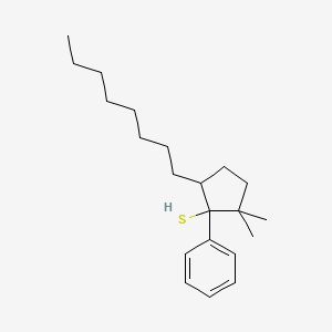 molecular formula C21H34S B14631078 2,2-Dimethyl-5-octyl-1-phenylcyclopentane-1-thiol CAS No. 54007-84-0