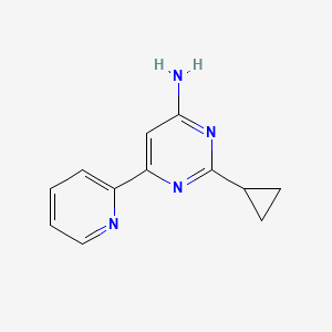 molecular formula C12H12N4 B1463120 2-Cyclopropyl-6-(pyridin-2-yl)pyrimidin-4-amine CAS No. 1159820-21-9
