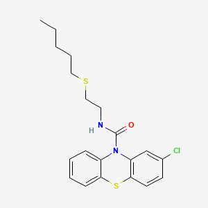 molecular formula C20H23ClN2OS2 B14631215 2-Chloro-N-(2-(pentylthio)ethyl)-10H-phenothiazine-10-carboxamide CAS No. 53056-69-2