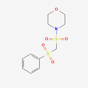 molecular formula C11H15NO5S2 B14631241 Morpholine, 4-[[(phenylsulfonyl)methyl]sulfonyl]- CAS No. 55116-75-1