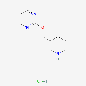 molecular formula C10H16ClN3O B1463129 2-(Piperidin-3-ylmethoxy)-pyrimidine hydrochloride CAS No. 1185307-62-3