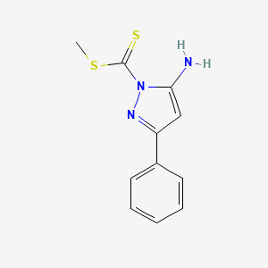 molecular formula C11H11N3S2 B14631331 Methyl 5-amino-3-phenyl-1H-pyrazole-1-carbodithioate CAS No. 56982-08-2