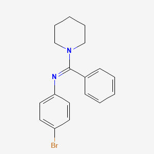 molecular formula C18H19BrN2 B14631617 Piperidine, 1-[[(4-bromophenyl)imino]phenylmethyl]- CAS No. 52807-40-6