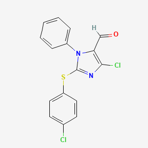 molecular formula C16H10Cl2N2OS B1463167 4-氯-2-[(4-氯苯基)硫代]-1-苯基-1H-咪唑-5-甲醛 CAS No. 1235440-06-8