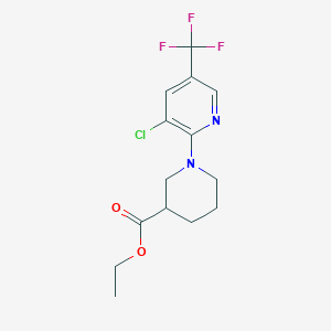 molecular formula C14H16ClF3N2O2 B1463177 Ethyl 1-[3-chloro-5-(trifluoromethyl)pyridin-2-yl]piperidine-3-carboxylate CAS No. 1242267-96-4