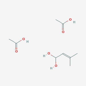 molecular formula C9H18O6 B14631787 Acetic acid;3-methylbut-2-ene-1,1-diol CAS No. 56269-68-2