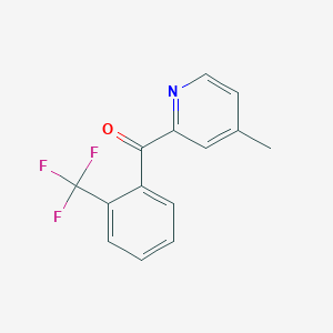 molecular formula C14H10F3NO B1463183 4-Methyl-2-(2-trifluoromethylbenzoyl)pyridine CAS No. 1187165-17-8