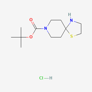 molecular formula C12H23ClN2O2S B1463195 Tert-butyl 1-thia-4,8-diazaspiro[4.5]decane-8-carboxylate hydrochloride CAS No. 1221792-10-4