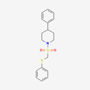 molecular formula C18H21NO2S2 B14632132 Piperidine, 4-phenyl-1-[[(phenylthio)methyl]sulfonyl]- CAS No. 55116-68-2