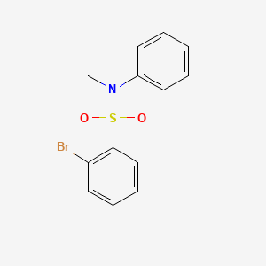 molecular formula C14H14BrNO2S B14632185 Benzenesulfonamide, 2-bromo-N,4-dimethyl-N-phenyl- CAS No. 56751-79-2