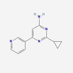 molecular formula C12H12N4 B1463223 2-Cyclopropyl-6-(pyridin-3-yl)pyrimidin-4-amine CAS No. 1159820-02-6
