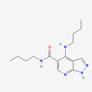 molecular formula C15H23N5O B14632239 N-Butyl-4-(butylamino)-1H-pyrazolo[3,4-B]pyridine-5-carboxamide CAS No. 52833-14-4