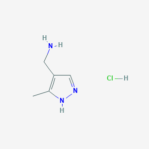 molecular formula C5H10ClN3 B1463230 (3-methyl-1H-pyrazol-4-yl)methanamine hydrochloride CAS No. 1208661-06-6