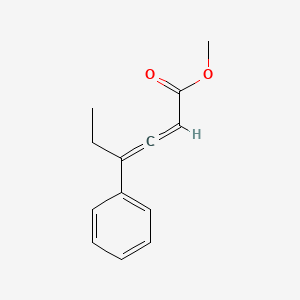 molecular formula C13H14O2 B14632323 2,3-Hexadienoic acid, 4-phenyl-, methyl ester CAS No. 57585-10-1