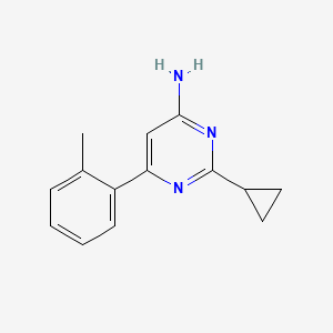 molecular formula C14H15N3 B1463239 2-Cyclopropyl-6-(2-methylphenyl)pyrimidin-4-amine CAS No. 1159816-24-6