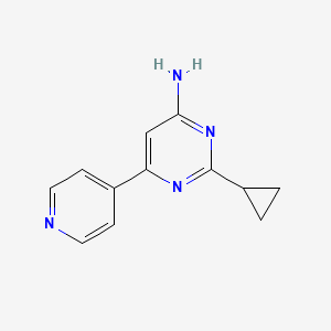 molecular formula C12H12N4 B1463240 2-Cyclopropyl-6-(pyridin-4-yl)pyrimidin-4-amine CAS No. 1159814-91-1