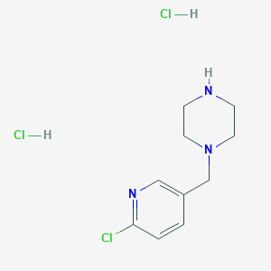 molecular formula C10H16Cl3N3 B1463241 1-((6-Chloropyridin-3-yl)methyl)piperazine dihydrochloride CAS No. 1185312-79-1
