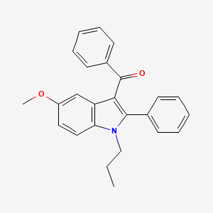 molecular formula C25H23NO2 B14632427 Methanone, (5-methoxy-2-phenyl-1-propyl-1H-indol-3-yl)phenyl- CAS No. 57168-03-3