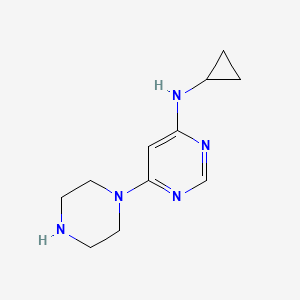 molecular formula C11H17N5 B1463244 N-cyclopropyl-6-(piperazin-1-yl)pyrimidin-4-amine CAS No. 1185541-98-3