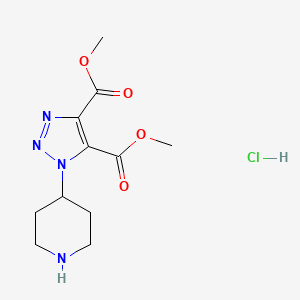 molecular formula C11H17ClN4O4 B1463248 4,5-dimethyl 1-(piperidin-4-yl)-1H-1,2,3-triazole-4,5-dicarboxylate hydrochloride CAS No. 1193389-42-2