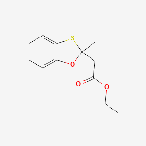 molecular formula C12H14O3S B14632651 1,3-Benzoxathiole-2-acetic acid, 2-methyl-, ethyl ester CAS No. 56536-38-0