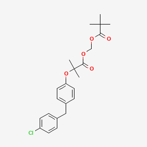 molecular formula C23H27ClO5 B14632678 Propionic acid, 2-(4-(4-chlorobenzyl)phenoxy)-2-methyl-, pivaloyloxymethyl ester CAS No. 57081-44-4