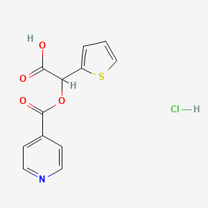 molecular formula C12H10ClNO4S B14632691 2-(Pyridine-4-carbonyloxy)-2-thiophen-2-ylacetic acid;hydrochloride CAS No. 55435-31-9