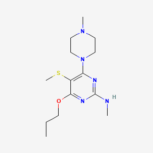 molecular formula C14H25N5OS B14632708 2-Methylamino-4-(N-methylpiperazino)-5-methylthio-6-(n-propoxy)pyrimidine CAS No. 55921-72-7