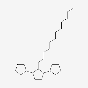molecular formula C27H50 B14632963 1,3-dicyclopentyl-2-dodecylcyclopentane CAS No. 55282-68-3