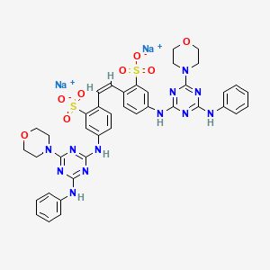 molecular formula C40H38N12Na2O8S2 B14632969 disodium;5-[(4-anilino-6-morpholin-4-yl-1,3,5-triazin-2-yl)amino]-2-[(Z)-2-[4-[(4-anilino-6-morpholin-4-yl-1,3,5-triazin-2-yl)amino]-2-sulfonatophenyl]ethenyl]benzenesulfonate CAS No. 56776-30-8