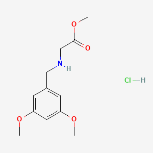 molecular formula C12H18ClNO4 B1463345 Methyl 2-{[(3,5-dimethoxyphenyl)methyl]amino}acetate hydrochloride CAS No. 1210775-07-7