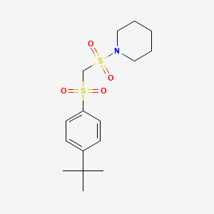 molecular formula C16H25NO4S2 B14633683 Piperidine, 1-[[[[4-(1,1-dimethylethyl)phenyl]sulfonyl]methyl]sulfonyl]- CAS No. 55116-77-3