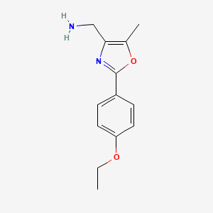 molecular formula C13H16N2O2 B1463375 (2-(4-Ethoxyphenyl)-5-methyloxazol-4-yl)methanamine CAS No. 1031666-43-9