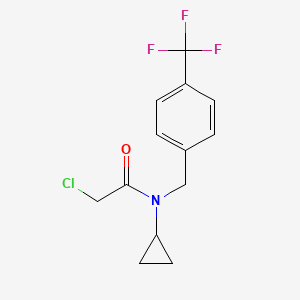 molecular formula C13H13ClF3NO B1463410 2-chloro-N-cyclopropyl-N-{[4-(trifluoromethyl)phenyl]methyl}acetamide CAS No. 1258641-07-4