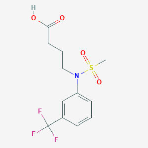 molecular formula C12H14F3NO4S B1463416 4-{(Methylsulfonyl)[3-(trifluoromethyl)phenyl]amino}butanoic acid CAS No. 1266516-69-1