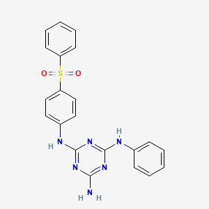 molecular formula C21H18N6O2S B14634173 N~2~-[4-(Benzenesulfonyl)phenyl]-N~4~-phenyl-1,3,5-triazine-2,4,6-triamine CAS No. 57142-59-3
