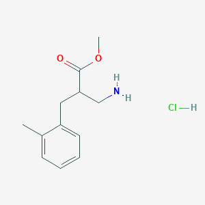 molecular formula C12H18ClNO2 B1463422 Methyl 3-amino-2-[(2-methylphenyl)methyl]propanoate hydrochloride CAS No. 1258640-06-0