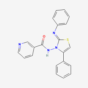 molecular formula C21H16N4OS B14634276 N-[(2Z)-4-Phenyl-2-(phenylimino)-1,3-thiazol-3(2H)-yl]pyridine-3-carboxamide CAS No. 54809-87-9