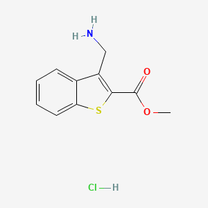 molecular formula C11H12ClNO2S B1463430 Methyl 3-(aminomethyl)-1-benzothiophene-2-carboxylate hydrochloride CAS No. 1258650-71-3
