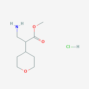molecular formula C9H18ClNO3 B1463431 Methyl 3-amino-2-(oxan-4-yl)propanoate hydrochloride CAS No. 1305711-83-4