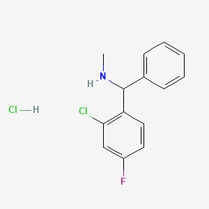 molecular formula C14H14Cl2FN B1463444 [(2-Chloro-4-fluorophenyl)(phenyl)methyl](methyl)amine hydrochloride CAS No. 1305711-93-6