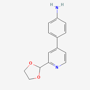 molecular formula C14H14N2O2 B14634541 Benzenamine, 4-[2-(1,3-dioxolan-2-yl)-4-pyridinyl]- CAS No. 55218-83-2