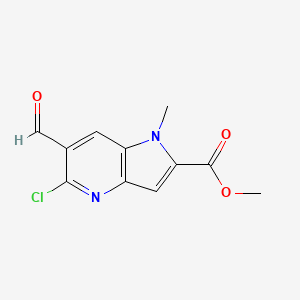 molecular formula C11H9ClN2O3 B1463506 methyl 5-chloro-6-formyl-1-methyl-1H-pyrrolo[3,2-b]pyridine-2-carboxylate CAS No. 1251922-73-2