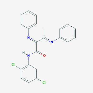 molecular formula C22H17Cl2N3O B14635191 Butanamide, N-(2,5-dichlorophenyl)-2,3-bis(phenylimino)- CAS No. 56182-74-2