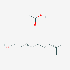 molecular formula C13H24O3 B14635214 Acetic acid;4,8-dimethylnona-3,7-dien-1-ol CAS No. 53840-11-2