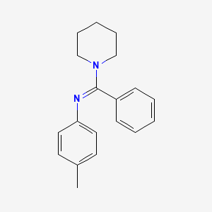 molecular formula C19H22N2 B14635241 (E)-N-(4-Methylphenyl)-1-phenyl-1-(piperidin-1-yl)methanimine CAS No. 52807-41-7