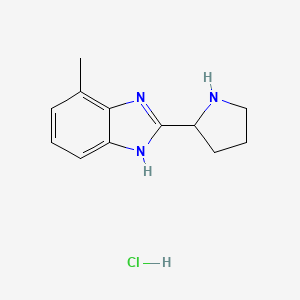 molecular formula C12H16ClN3 B1463527 4-甲基-2-(2-吡咯烷基)-1h-苯并咪唑盐酸盐 CAS No. 1185397-76-5