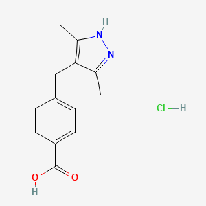 molecular formula C13H15ClN2O2 B1463530 4-(3,5-Dimethyl-1H-pyrazol-4-ylmethyl)-benzoic acid hydrochloride CAS No. 1240134-87-5