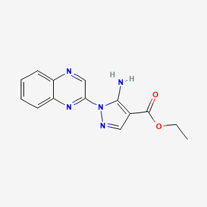 molecular formula C14H13N5O2 B1463539 5-氨基-1-(喹喔啉-2-基)-1H-吡唑-4-羧酸乙酯 CAS No. 1190002-59-5