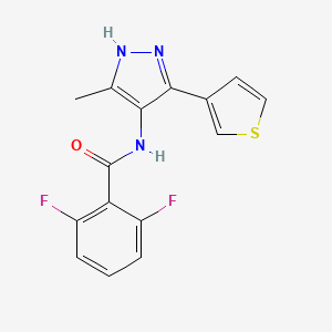 molecular formula C15H11F2N3OS B1463549 2,6-Difluoro-N-[3-methyl-5-(3-thienyl)-1H-pyrazol-4-yl]benzamide CAS No. 1239047-28-9